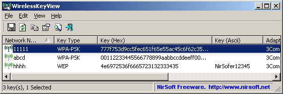 Wireless Key View mostrar claves WIFI