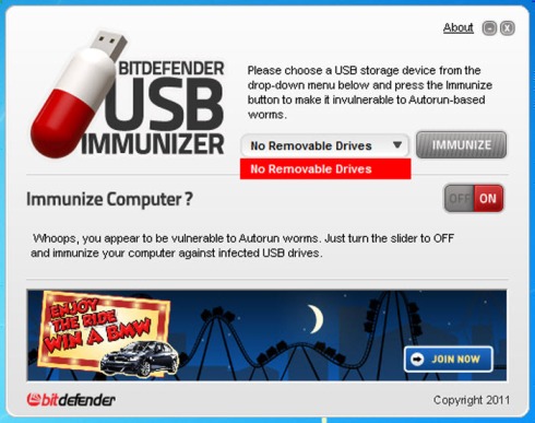 BitDefender USB Immunizer  alternativa a Panda USB Vaccine para proteger tus USB de virus