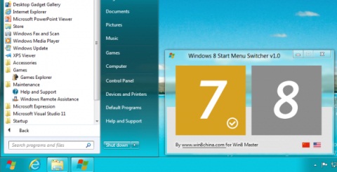 Cambiar de menu clasico a Metro con un click en Windows 8