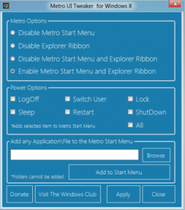 Metro UI Tweaker cambiar a menu clasico en Windows 8