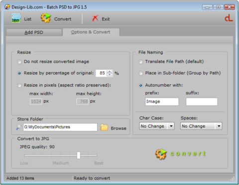 Opciones para convertir archivos PSD en imagenes JPG