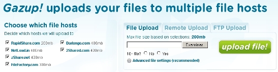Sube archivos a servidores de descarga directa gratis a la vez con el multi-subidor Gazup
