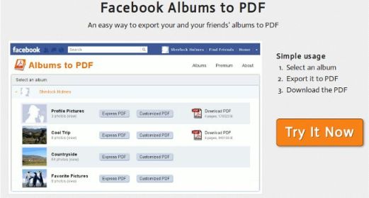 Descargar los album de fotos de Facebook en PDF