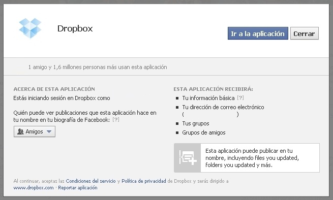 Compartir una carpeta de Dropbox en un grupo de Facebook