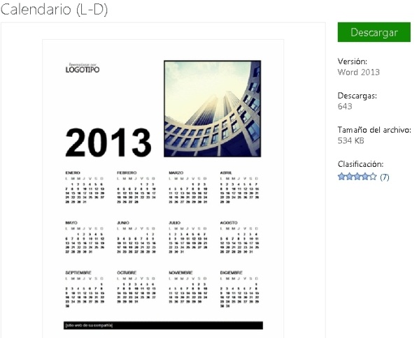Descargar plantillas de calendarios 2013 para Word, Excel y Powerpoint gratis