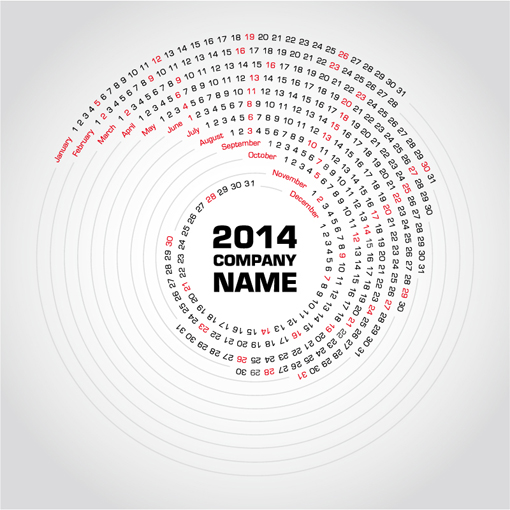 Descarga calendario 2014 vectorial para imprimir gratis