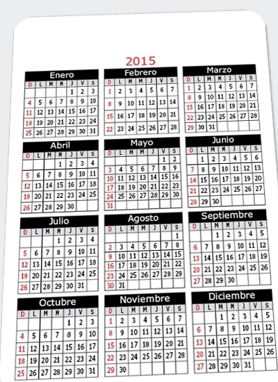 Descargar calendario de bolsillo 2015 gratis y personalizable