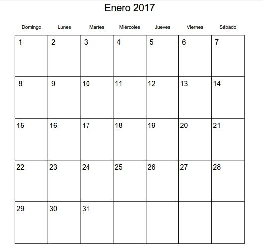 Calendario 2017 para descargar e imprimir con notas